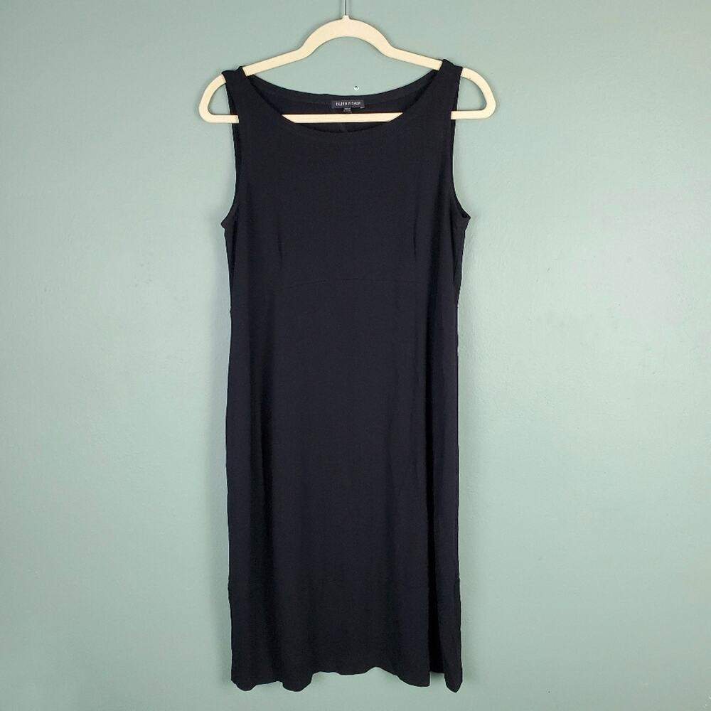 Eileen Fisher Womens Sheath Sleeveless Dress Jersey Cut Out Back Size Medium